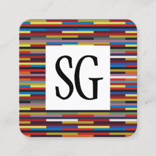 Carte De Visite Carré Panneau carré - Initiales - Bandes colorées