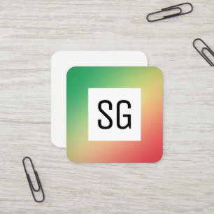 Carte De Visite Carré Panneau carré - Initiales - Grn, Jaune, Rouge