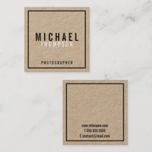 Carte De Visite Carré Papier Kraft minimaliste professionnel