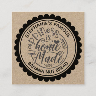 Carte De Visite Carré Papier Kraft Vintage Bonheur Est Fait Maison