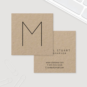 Carte De Visite Carré Papier Monogram Kraft simple et minimaliste modern