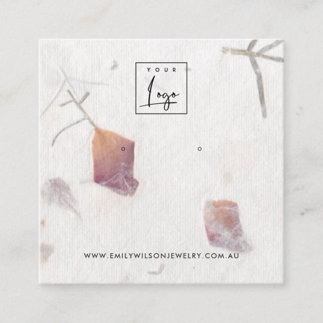 CARTE DE VISITE CARRÉ PAPIER PÂTISSERIE ROSE EN PÉTAL FAIT À LA MAIN ÉCR (Devant)