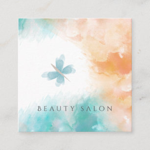 Carte De Visite Carré Papillon d'aquarelle douce et moderne