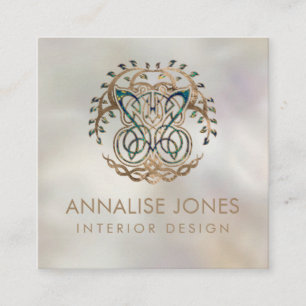 Carte De Visite Carré Papillon et arbre de vie Yggdrasil