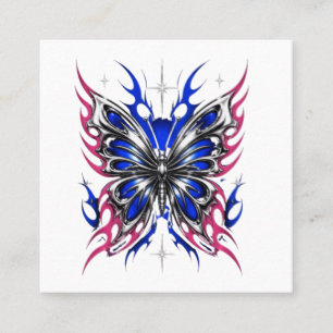 Carte De Visite Carré Papillon métallique bleu rose flammes ailes – Goth