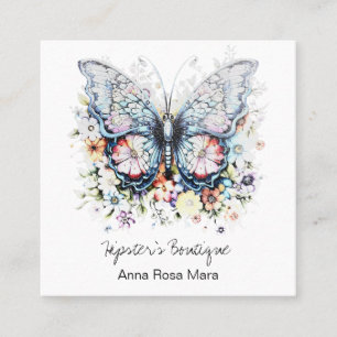 Carte De Visite Carré *~* Papillon rétro AP57 Boho QR Floral Soft