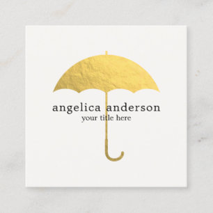 Carte De Visite Carré Parapluie de Faux Gold Foil