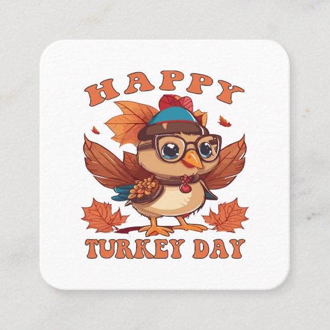 Carte De Visite Carré parle-moi de dinde de Thanksgiving (Devant)