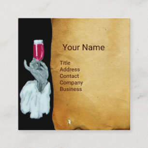 CARTE DE VISITE CARRÉ PARTI DÉGUSTATION DE VIN SOMMELIER, SCEAU DE CIRE 