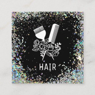 Carte De Visite Carré *~* Parties scintillant de brosse à peigne florale