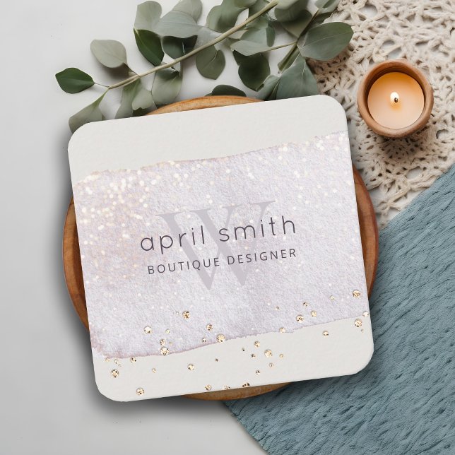 Carte De Visite Carré Parties scintillant de monogramme Abstraite de bro (Créateur téléchargé)