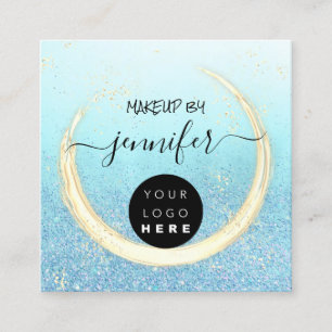 Carte De Visite Carré Parties scintillant d'or Bleu de beauté des ongle