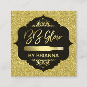 Carte De Visite Carré Parties scintillant d'or Traitement à débit variab