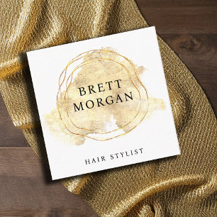 Carte De Visite Carré Parties scintillant d'or Watercolor Splash Hair St