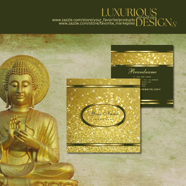 Carte De Visite Carré Parties scintillant dorée brillante de luxe Étoile (Créateur téléchargé)