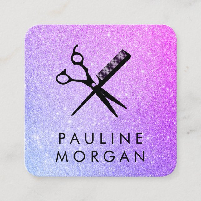 Carte De Visite Carré Parties scintillant élégante de cisaillement et de (Devant)