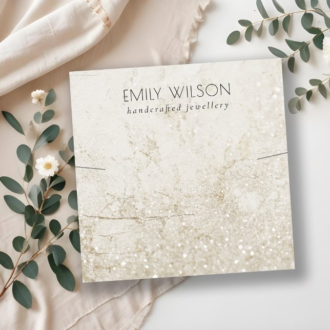 Carte De Visite Carré Parties scintillant en marbre beige or Modèle de b (Créateur téléchargé)