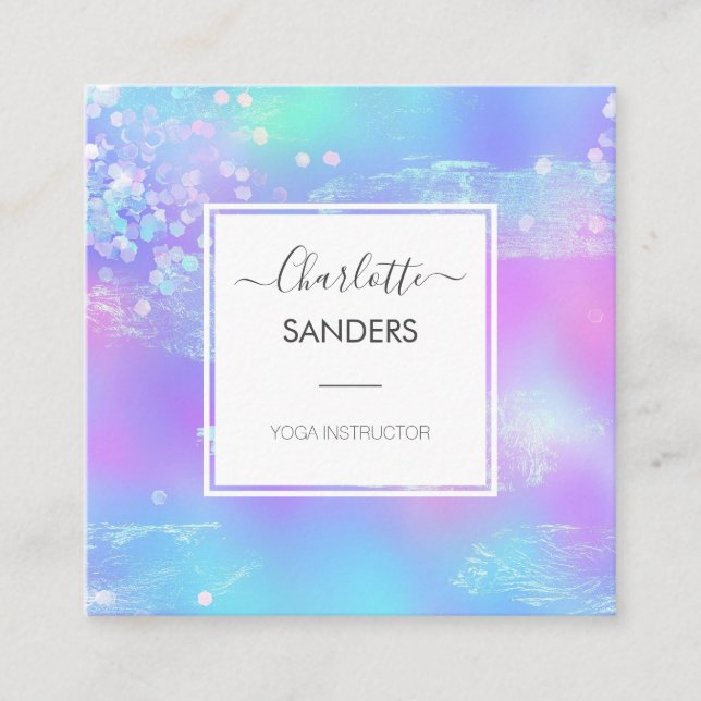 Carte De Visite Carré Parties scintillant étincelante holographique irid (Devant)