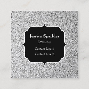 Carte De Visite Carré Parties scintillant gris argent scintille Monogram
