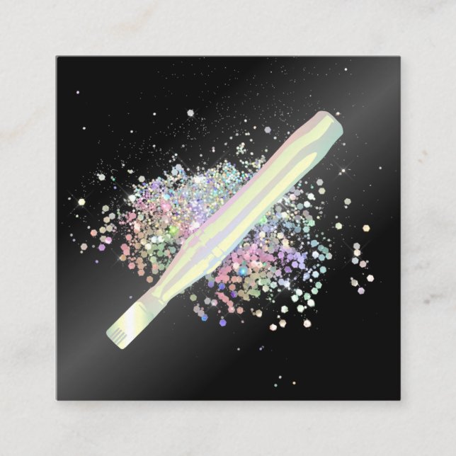 Carte De Visite Carré Parties scintillant holographique BB Glow (Devant)