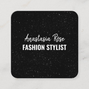 Carte De Visite Carré Parties scintillant minimaliste noire moderne et c