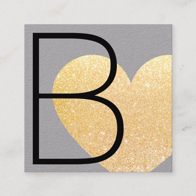 Carte De Visite Carré Parties scintillant Or Faux moderne mignonne coeur (Devant)