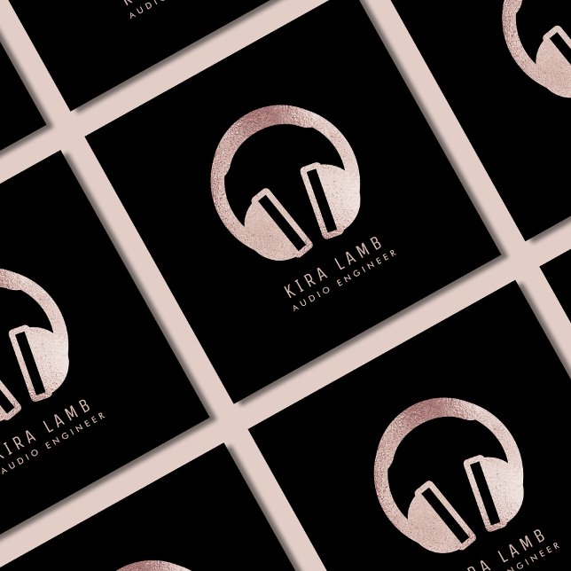 Carte De Visite Carré Parties scintillant Or Rose Dj Audio Engineer (Créateur téléchargé)