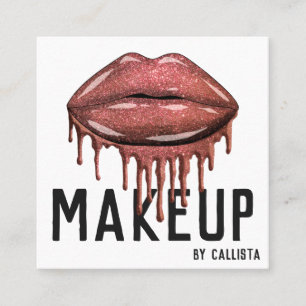 Carte De Visite Carré Parties scintillant Rose brillant Lèvres