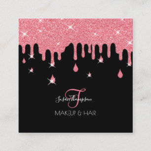 Carte De Visite Carré Parties scintillant rose goutte-à-goutte Maquillag