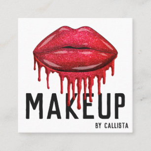Carte De Visite Carré Parties scintillant rouge brillant Lèvres de maqui