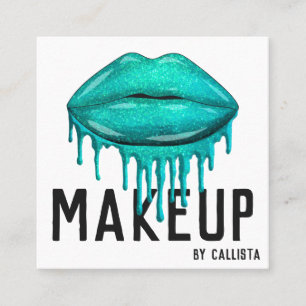 Carte De Visite Carré Parties scintillant Turquoise brillante Lèvres de