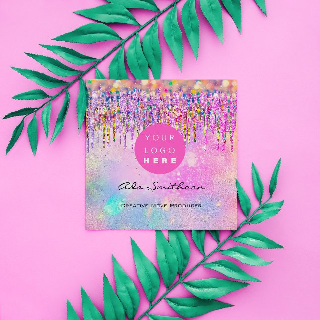 Carte De Visite Carré Parties scintillant Unicorn arc-en-ciel Holographe (Créateur téléchargé)