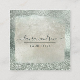 Carte De Visite Carré Parties scintillant verte moderne Sage Signature d