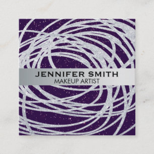 Carte De Visite Carré Parties scintillant violettes Scribble Parties s