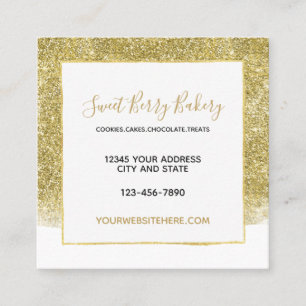 Carte De Visite Carré Parties scintillantes étincelantes de Faux d'or