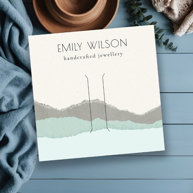 Carte De Visite Carré Pastel Aqua Kraft Mountain Wair Clip Display (Créateur téléchargé)