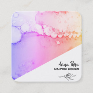 Carte De Visite Carré *~* Pastel Ombre Marbre Floral Abstrait Bio
