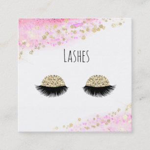 Carte De Visite Carré *~* Pastel Pink Gold GlitterAbrégé Lashes