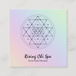 Carte De Visite Carré *~* Pastel Reiki Yoga Géométrie Sacrée Arc-en-c