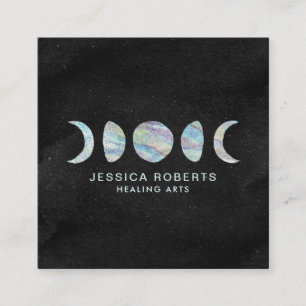 Carte De Visite Carré Pastel Watercolor Moon Phases Healing Arts