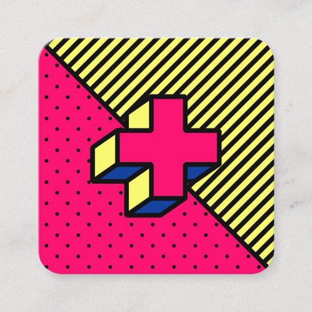 Carte De Visite Carré Patch Neo-Memphis - Signal Cross/Plus (Devant)