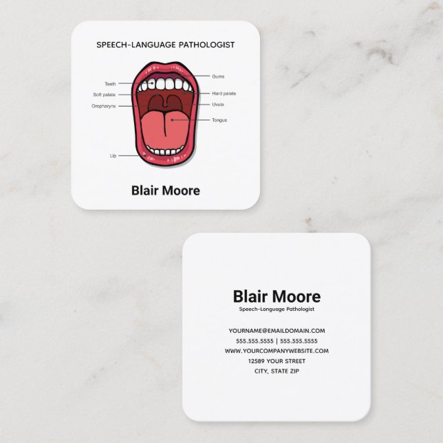 Carte De Visite Carré Pathologiste de la parole SLP (Devant / Derrière)