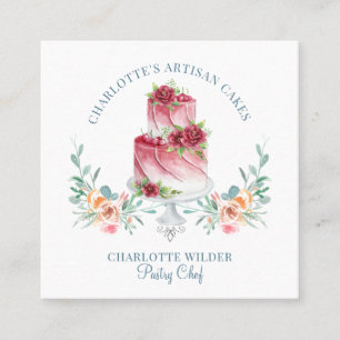 Carte De Visite Carré Pâtisserie Chef Aquarelle Cuisine Dessert