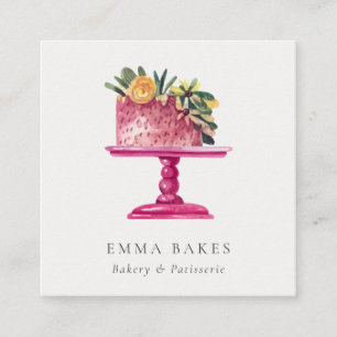 CARTE DE VISITE CARRÉ PATISSERIE CUPCAKE CUPCAERY FLORAL TRENDY