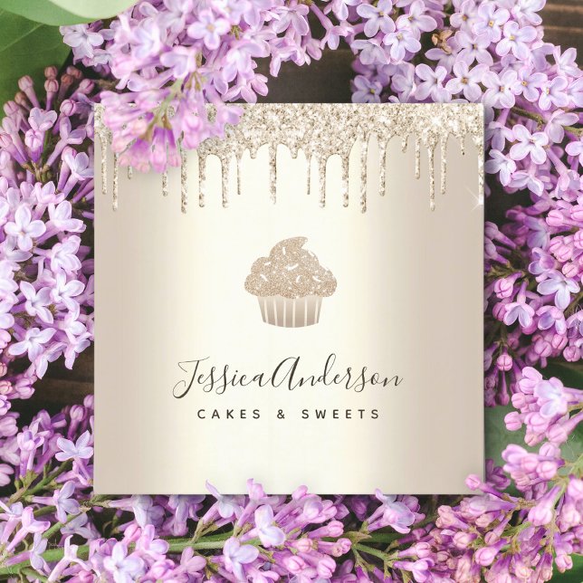Carte De Visite Carré Pâtisserie de Cupcake Or Boulangerie Chef Parties  (Créateur téléchargé)