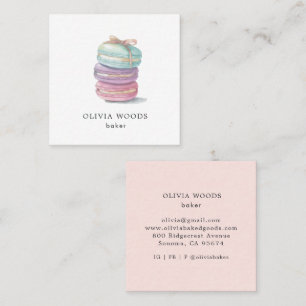 Carte De Visite Carré Pâtissier Macaron Dessert Décorateur