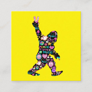 Carte De Visite Carré Peace Love Bigfoot Hippie Funny Bigfoot Lover