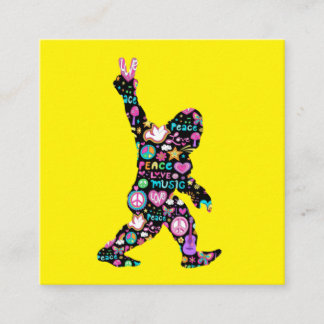 Carte De Visite Carré Peace Love Bigfoot Hippie Funny Bigfoot Lover