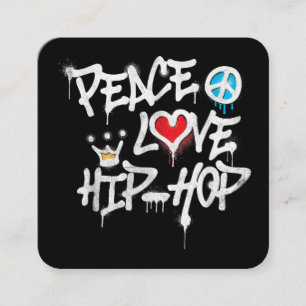 Carte De Visite Carré Peace Love Hip hop Dancing