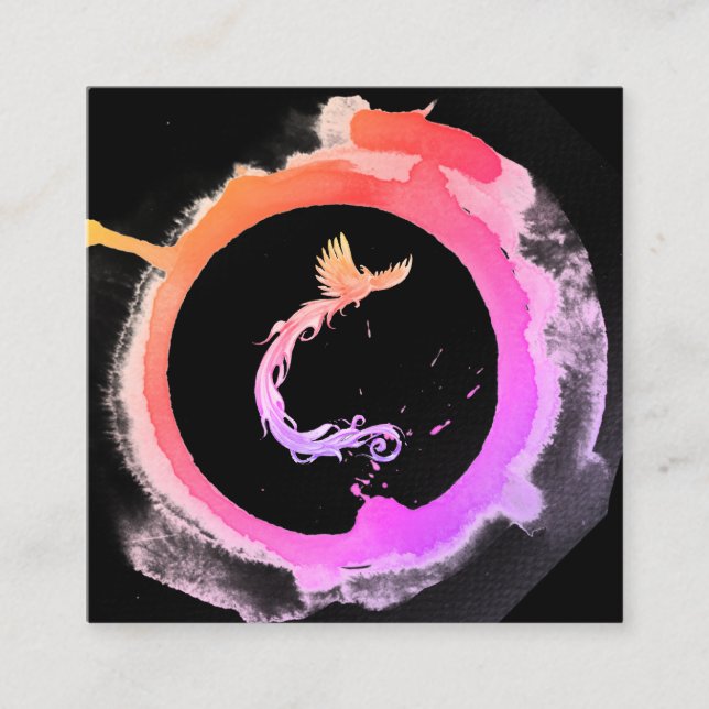 Carte De Visite Carré *~* Peach Pink Phoenix Ring of Ombre Fire (Devant)